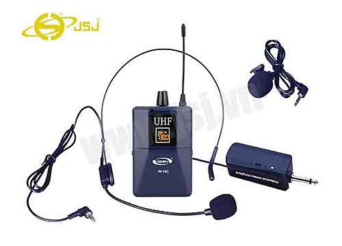 Mic không dây JSJ W-14C, bộ micro đeo tai và micro cài áo
